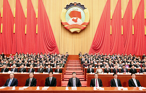 3月13日，中国人民政治协商会议第十三届全国委员会第二次会议在北京闭幕。这是习近平、李克强、栗战书、王沪宁、赵乐际、韩正、王岐山等在主席台就座。